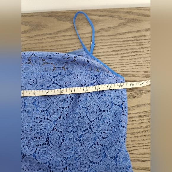 The Limited Lace Fit & Flare Spaghetti Strap Dress Womens 6 Blue Wedding Party - Picture 8 of 9